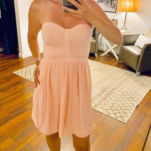 Parker Pink Silk Strapless Bodice Dress Small